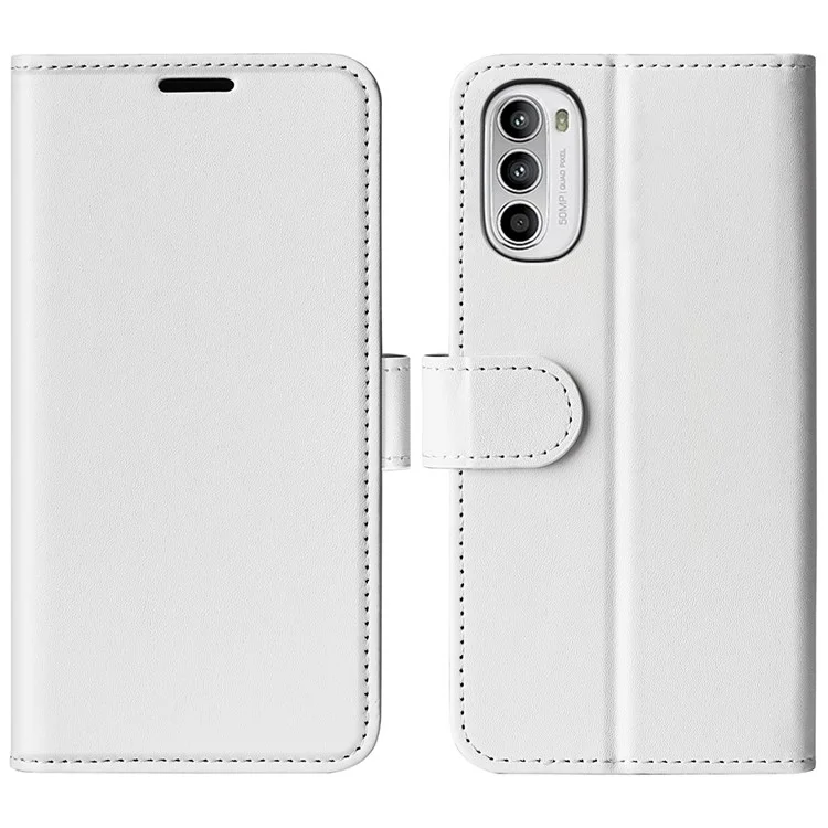 Für Motorola Moto G52 4G/G82 5G Wallet Style Pu-lederschale, Crazy Horse Texture Case Allround Schockfestes Magnetverschluss Folio Flip Phone Cover Mit Ständer - Weiß