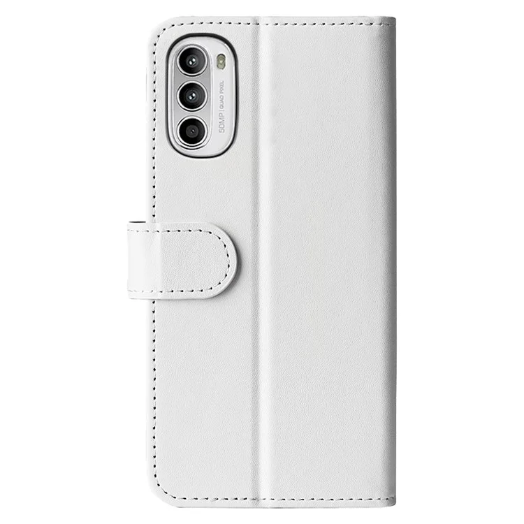 Für Motorola Moto G52 4G/G82 5G Wallet Style Pu-lederschale, Crazy Horse Texture Case Allround Schockfestes Magnetverschluss Folio Flip Phone Cover Mit Ständer - Weiß