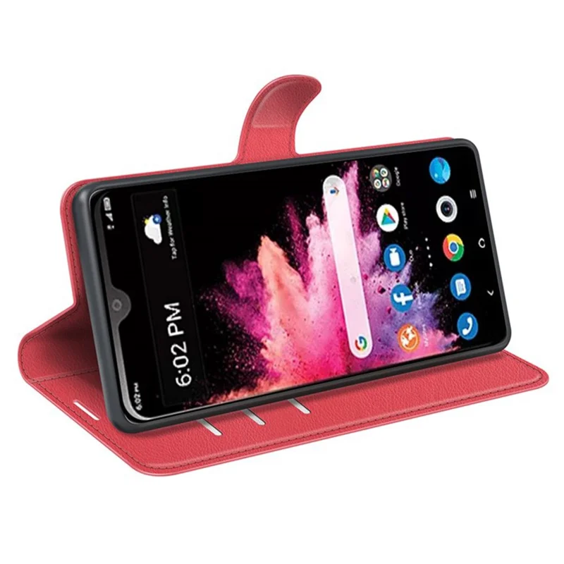 For TCL 30 Z Litchi Texture Phone Case PU Leather Stand Wallet Mobile Phone Cover - Red