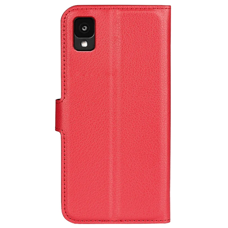 For TCL 30 Z Litchi Texture Phone Case PU Leather Stand Wallet Mobile Phone Cover - Red