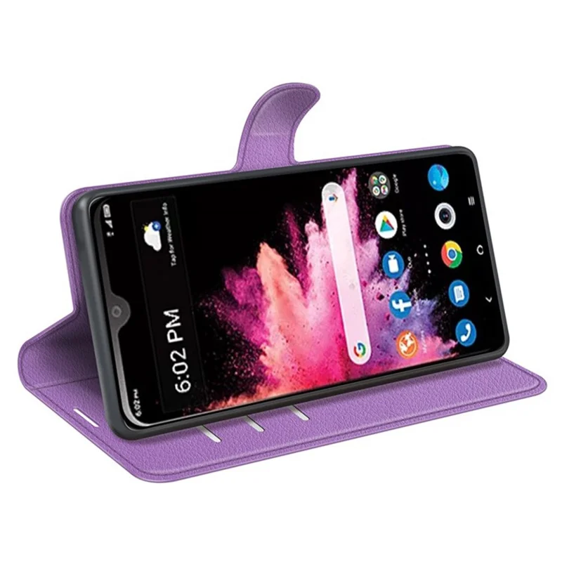 For TCL 30 Z Litchi Texture Phone Case PU Leather Stand Wallet Mobile Phone Cover - Purple