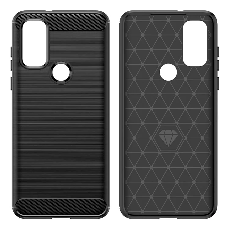 Für Motorola Moto G Play (2022) Gebürstete Kohlefaser-Textur Leichte TPU-Hülle Gut Geschützte Mobiltelefonabdeckung - Schwarz