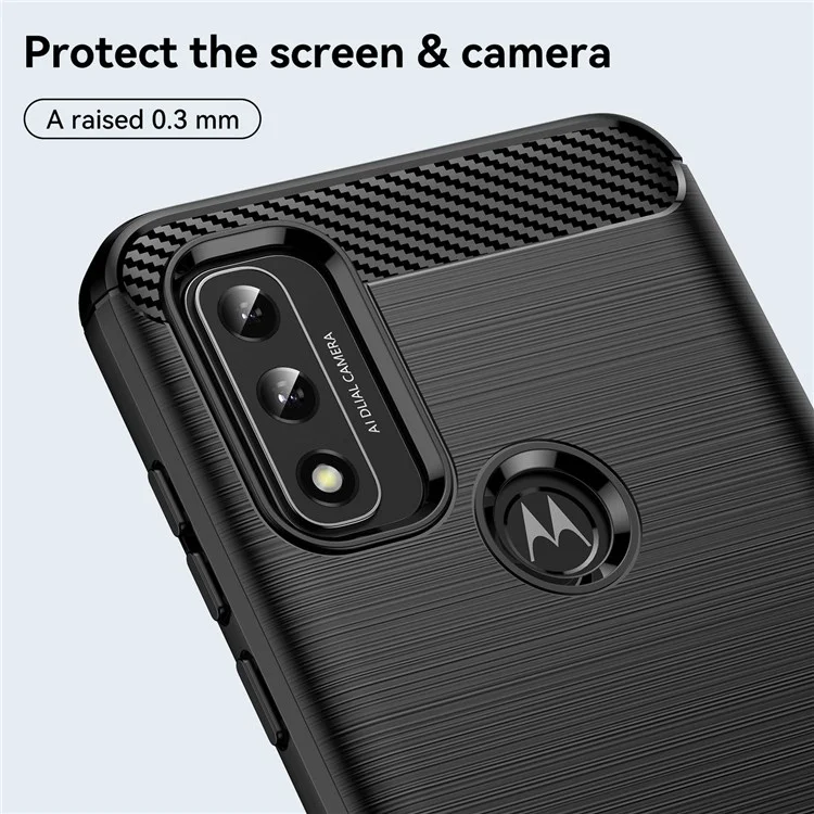 Für Motorola Moto G Play (2022) Gebürstete Kohlefaser-Textur Leichte TPU-Hülle Gut Geschützte Mobiltelefonabdeckung - Schwarz