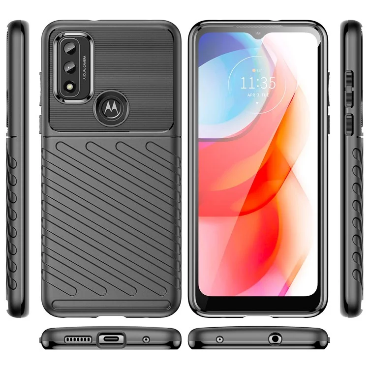 Для Motorola Moto G Play (2022) Серия Гром Серии Twill Текстура Утолщенная TPU Case Mobile Phrote Cover Cover - Черный