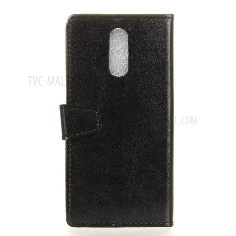 Crazy Horse PU Leather Wallet Cell Phone Case for Motorola Moto M - Black