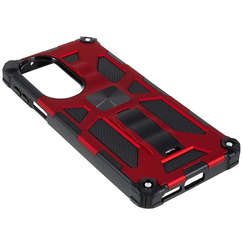 For Motorola Edge 30 Pro (Motorola Edge+ (2022))/Edge X30 PC TPU Combo Armor Cell Phone Case Wear-resistant Drop-proof Kickstand Hybrid Shell - Red