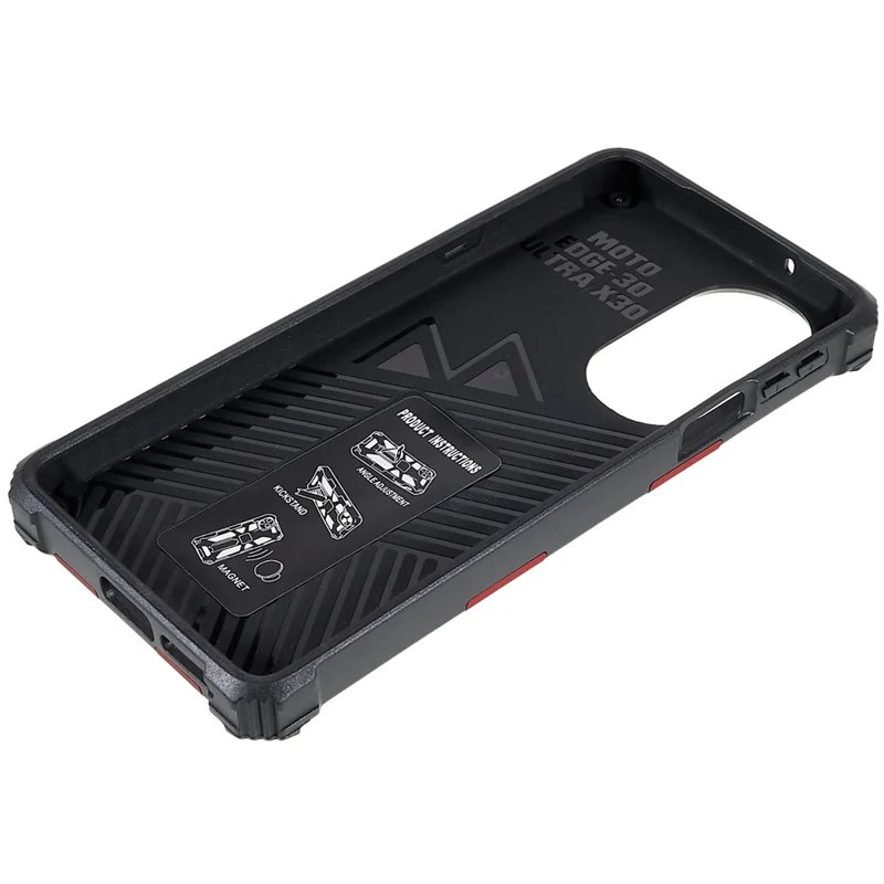For Motorola Edge 30 Pro (Motorola Edge+ (2022))/Edge X30 PC TPU Combo Armor Cell Phone Case Wear-resistant Drop-proof Kickstand Hybrid Shell - Red