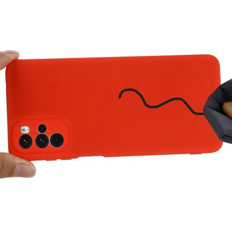 Funda de silicona líquida para Motorola Moto G22 / Moto E32s 4G, cubierta suave con forro de microfibra antiarañazos, carcasa protectora a prueba de golpes con correa - Rojo