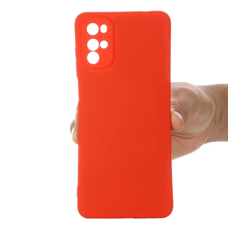 Funda de silicona líquida para Motorola Moto G22 / Moto E32s 4G, cubierta suave con forro de microfibra antiarañazos, carcasa protectora a prueba de golpes con correa - Rojo