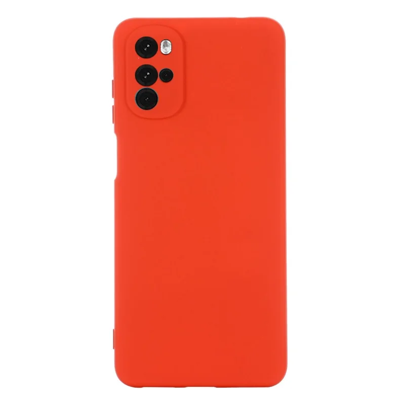 Funda de silicona líquida para Motorola Moto G22 / Moto E32s 4G, cubierta suave con forro de microfibra antiarañazos, carcasa protectora a prueba de golpes con correa - Rojo