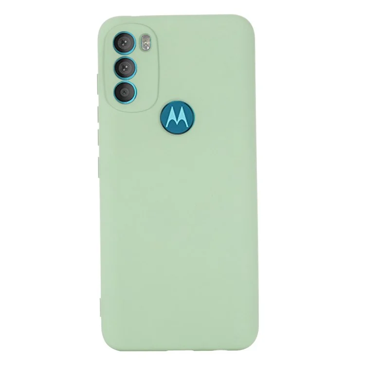 Für Motorola Moto G71 5G Flüssigsilikon-Hülle, weiche Mikrofaserauskleidung, stoßfeste Fallschutz-Abdeckung mit Riemen - Grün