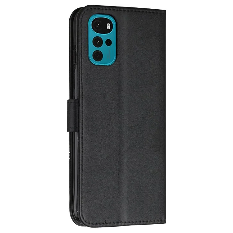 Pour Motorola Moto G22 Magnétique PU en Cuir PU Sold Flip Cover Couxage Conception TPU Protéger le Portefeuille du Portefeuille de Coque Intérieure Avec Sangle - le Noir