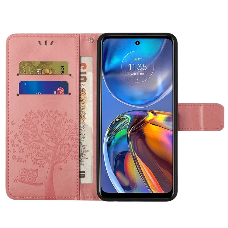 Для Motorola Moto E32 Shock -resean The Leather Phone Cople Phone Tree Tree Patter - Розовый