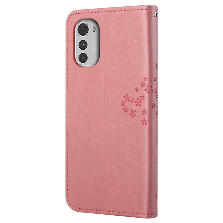 Для Motorola Moto E32 Shock -resean The Leather Phone Cople Phone Tree Tree Patter - Розовый