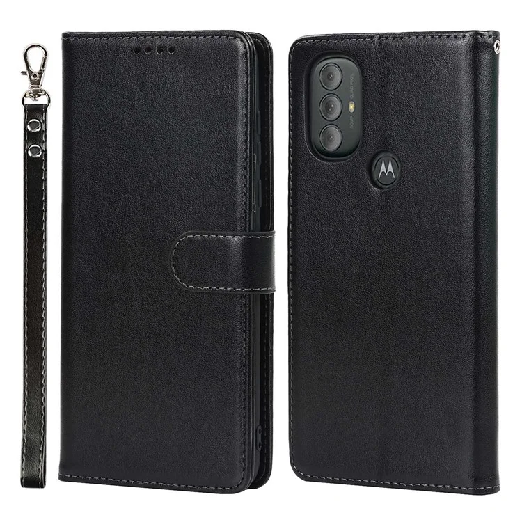 Para Motorola Moto G Power (2022) R61 TEXTURA COMENCIDO CEANTE PU PU CAPA DE CAPA DE CAPA RECURTO DE FELIZENAÇÃO DE FELIZE - Preto
