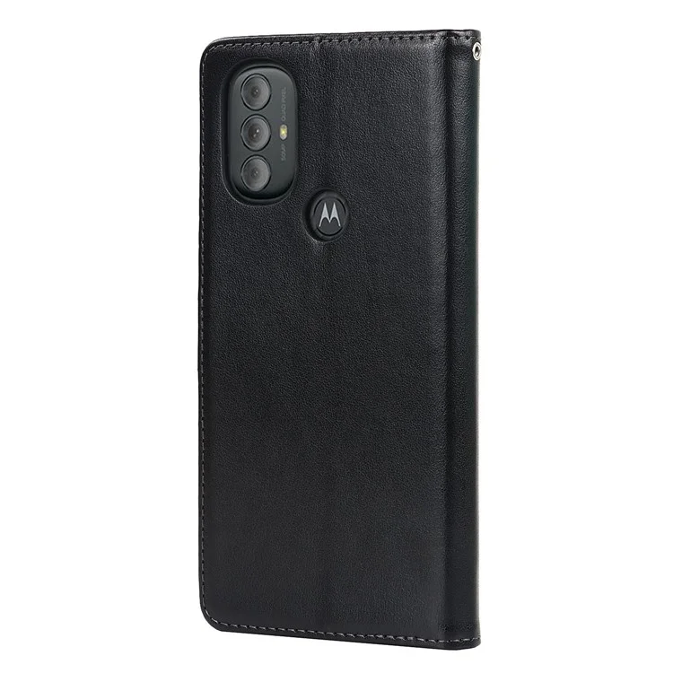 Para Motorola Moto G Power (2022) R61 TEXTURA COMENCIDO CEANTE PU PU CAPA DE CAPA DE CAPA RECURTO DE FELIZENAÇÃO DE FELIZE - Preto