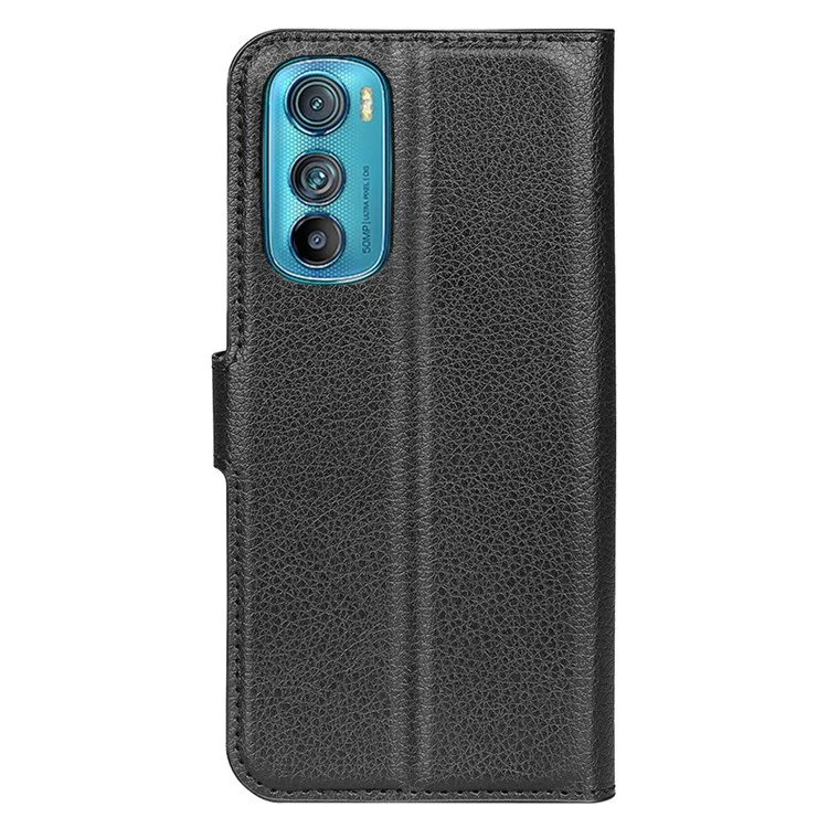 For Motorola Edge 30 5G PU Leather Wallet Phone Case Litchi Texture Stand Anti-drop Protection Shell - Black