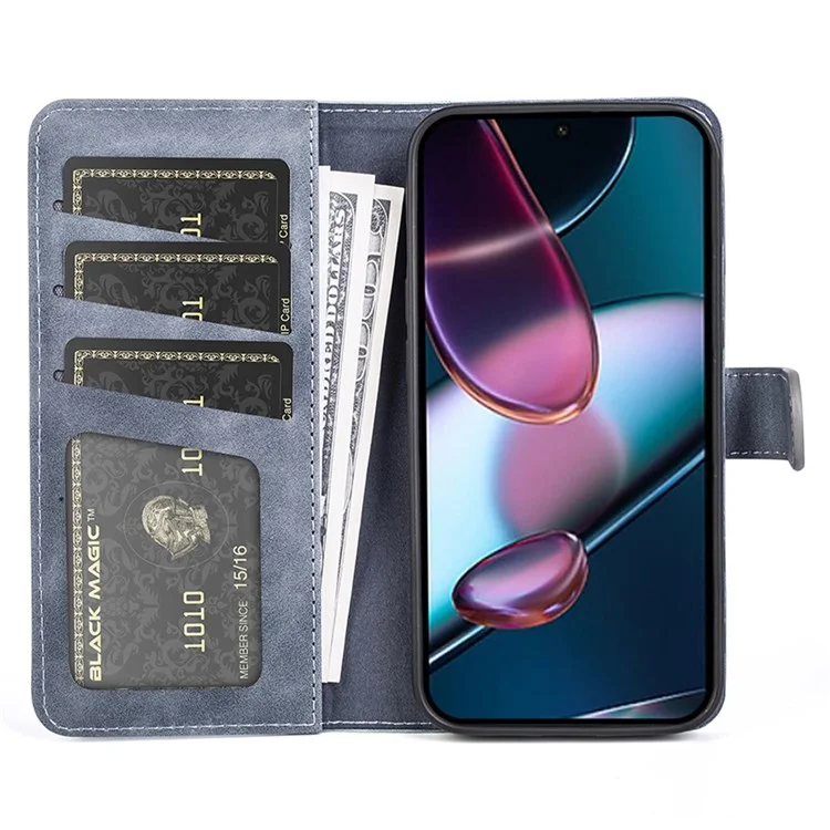 For Motorola Edge 30 5G Splicing Design Phone Cover PU Leather + TPU Full Protection Stand Wallet Case - Blue