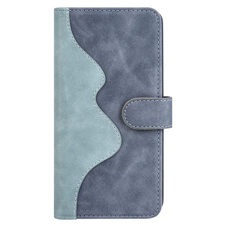For Motorola Edge 30 5G Splicing Design Phone Cover PU Leather + TPU Full Protection Stand Wallet Case - Blue