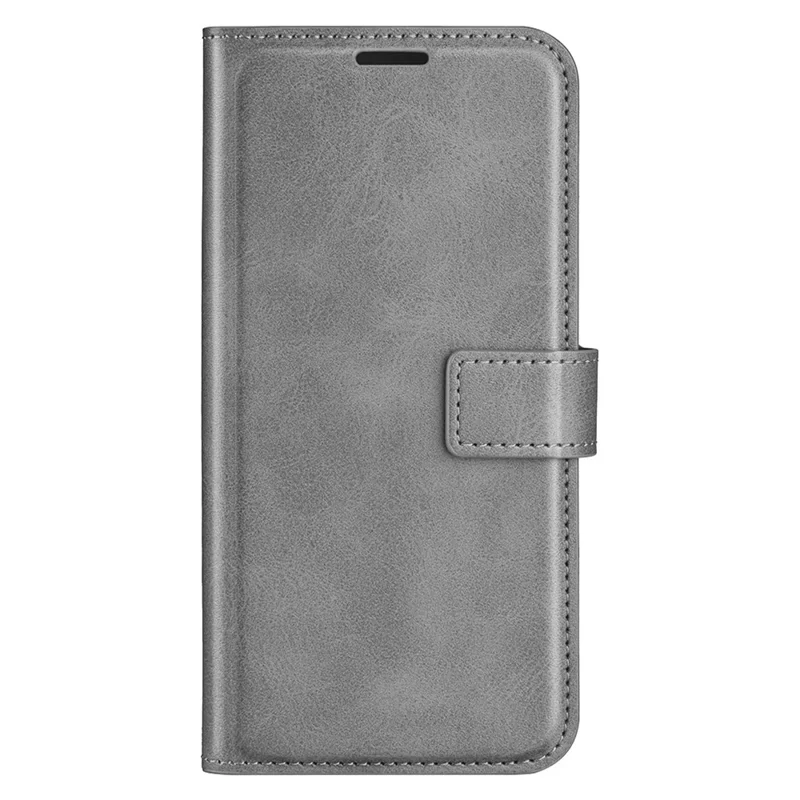 For Motorola Edge 30 5G Textured PU Leather Phone Case Square Magnetic Clasp Shockproof Cover with Wallet Stand - Grey