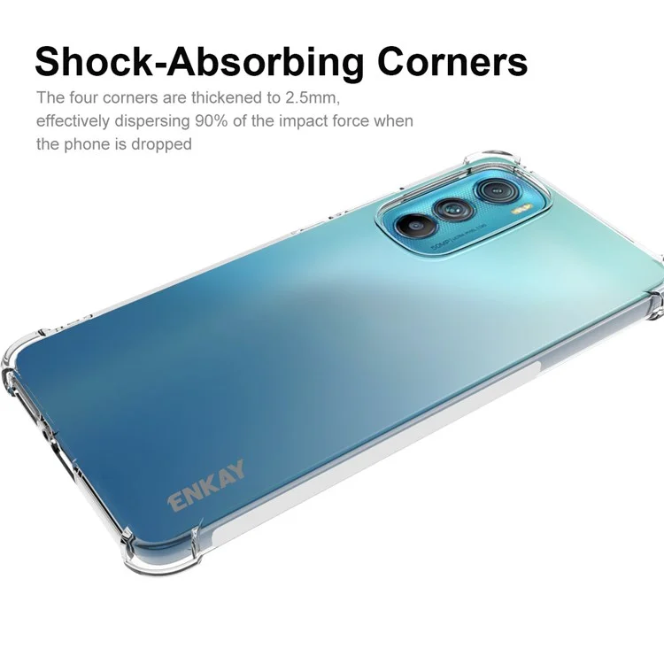 ENKAY HAT PRINCE Für Motorola Edge 30 Anti-Rutsch-Streifen Edge Clear TPU Phone Protective Case mit stoßfesten verstärkten Ecken