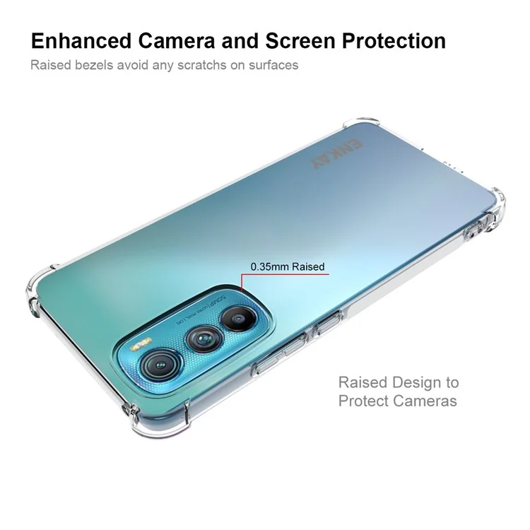 ENKAY HAT PRINCE Für Motorola Edge 30 Anti-Rutsch-Streifen Edge Clear TPU Phone Protective Case mit stoßfesten verstärkten Ecken