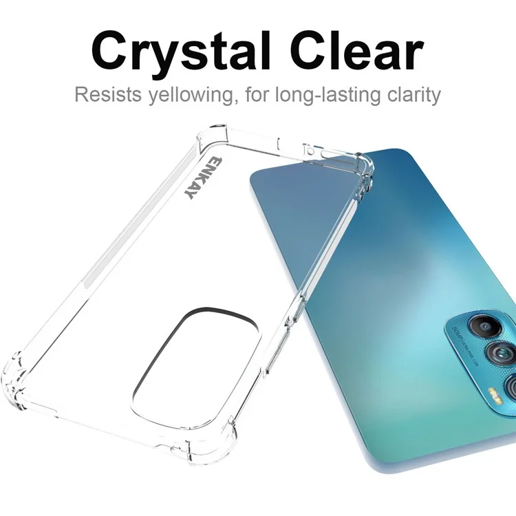 ENKAY HAT PRINCE Für Motorola Edge 30 Anti-Rutsch-Streifen Edge Clear TPU Phone Protective Case mit stoßfesten verstärkten Ecken