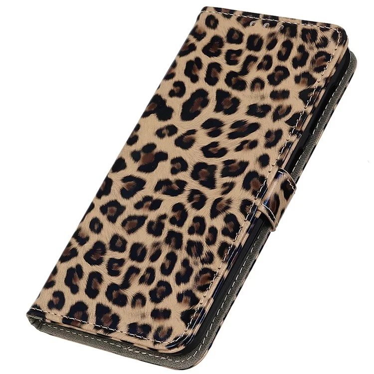 Pour Motorola Moto E32 4G Étui de téléphone portable en cuir PU avec imprimé léopard, rabat, support, fermoir magnétique, protection anti-chute