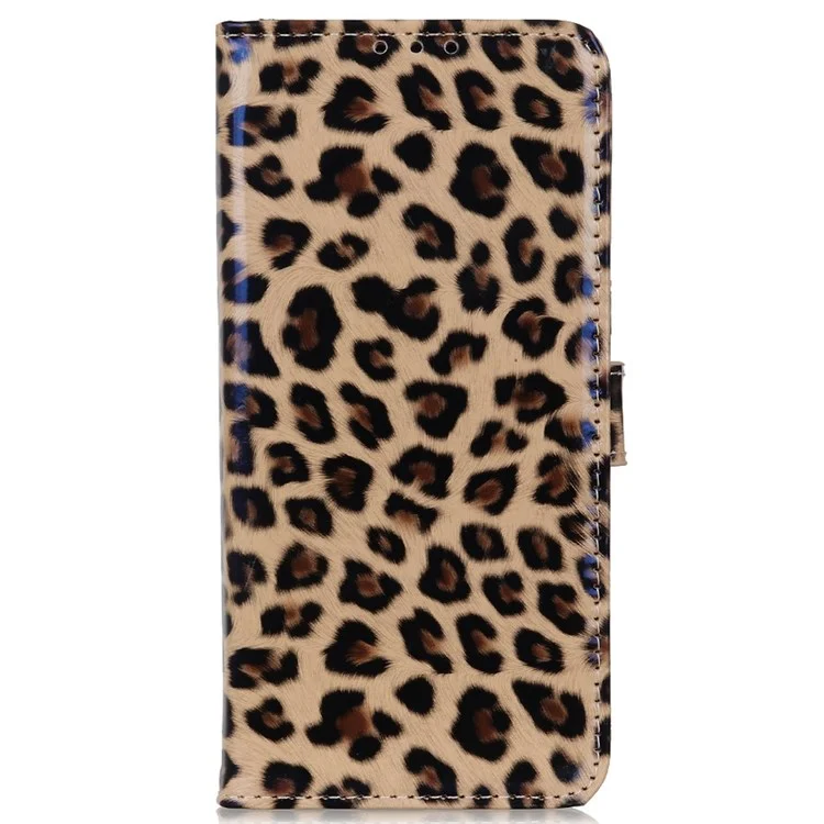 Pour Motorola Moto E32 4G Étui de téléphone portable en cuir PU avec imprimé léopard, rabat, support, fermoir magnétique, protection anti-chute