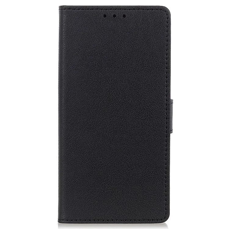 Textured PU Leather Cover for Motorola Moto E32 4G, Drop-proof Flip Stand Wallet Phone Shell - Black