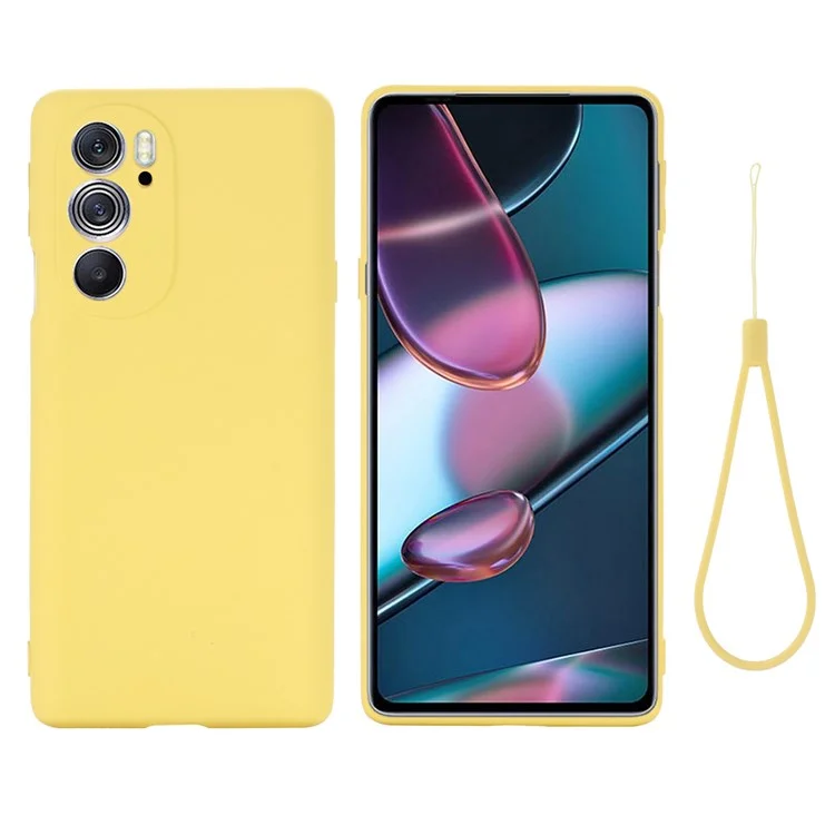 For Motorola Edge X30 Soft Microfiber Lining Drop-proof Phone Protector Liquid Silicone Back Cover - Yellow