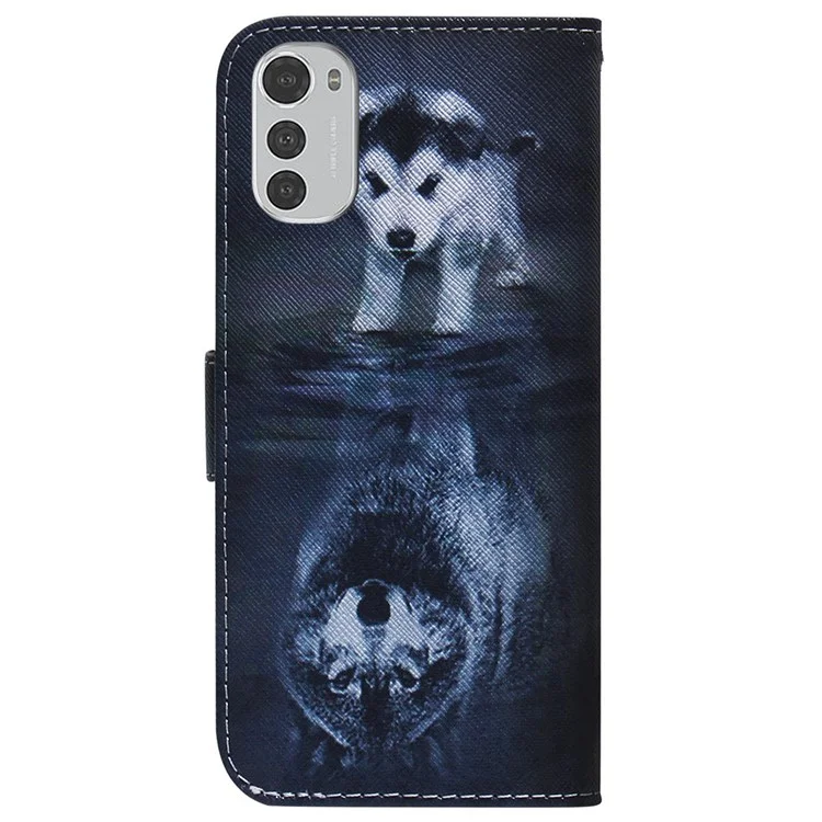 Для Motorola Moto E32 Pattern Printed pu - Собака и Волк
