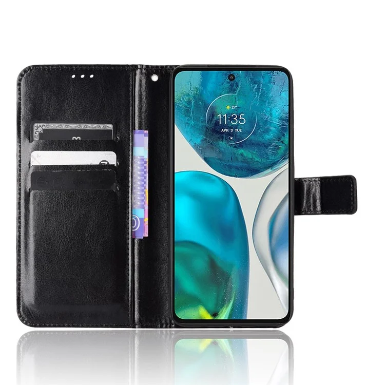 Custodia per Telefono Crazy Horse Texture per Motorola Moto G52 4G / G82 5G, Custodia Portafoglio a Flip Resistente agli Urti con Rivestimento in Pelle PU - Nero