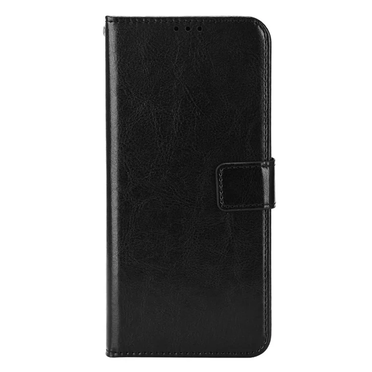 Crazy Horse Texture Téléphone Boîtier Pour Motorola Moto G52 4g / G82 5G, Bump Proof PU le Cuir Stand Wallet Flip Cover - le Noir