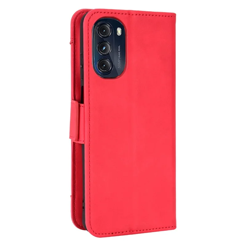 For Motorola Moto G (2022) 5G Collision Prevention Multiple Card Slots Phone Cover PU Leather Wallet Stand Case - Red