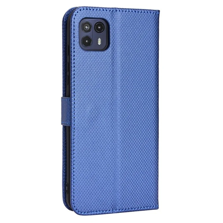 Per Motorola Moto G50 5G Diamond Texture Stand a Mani Libere PU Paformato Caso di Telefono di Protectivo - Blu