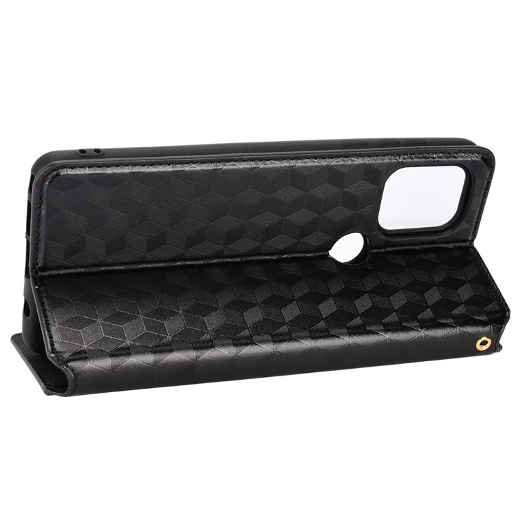 Cell Phone Case for Motorola Moto G Stylus 5G (2021), Imprinted Rhombus Pattern PU Leather Stand Magnetic Auto Closure Wallet Phone Shell - Black
