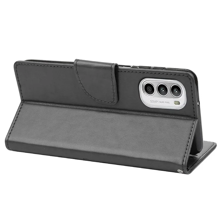 Per Motorola Moto G52 4G PU in Pelle PU Inspresse Flourfly Flowh Flower Cust Cinter Crove Chiusa Magnetica Libro Coperchio - Nero