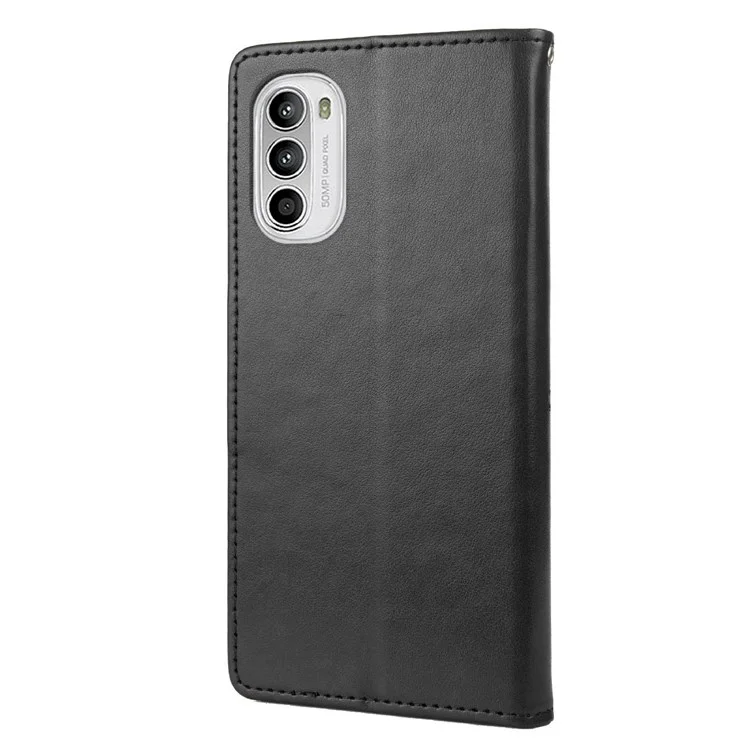 Per Motorola Moto G52 4G PU in Pelle PU Inspresse Flourfly Flowh Flower Cust Cinter Crove Chiusa Magnetica Libro Coperchio - Nero