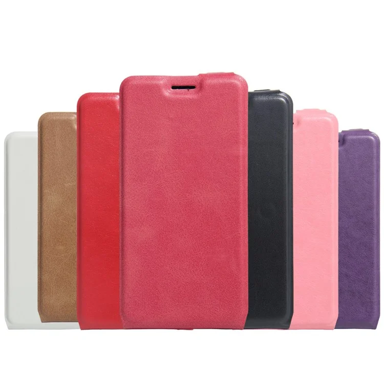 Crazy Horse Vertical Flip Leather Case ID Card/Photo Holder for Lenovo K6 - Black