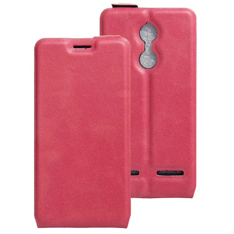 Crazy Horse Up Down Open Leather Mobile Phone Cover for Lenovo K6 - Rose