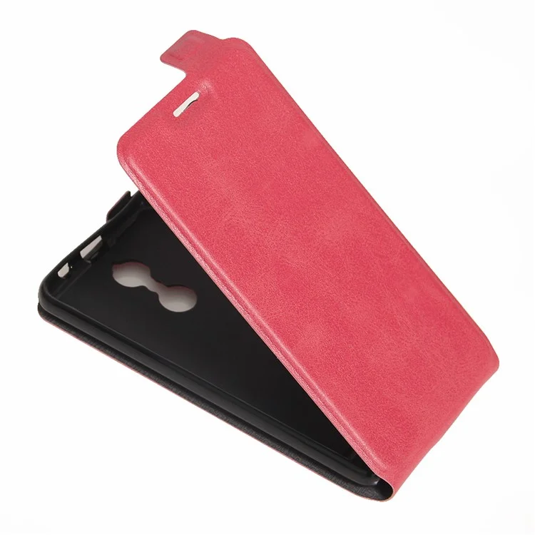 Crazy Horse Up Down Open Leather Mobile Phone Cover for Lenovo K6 - Rose