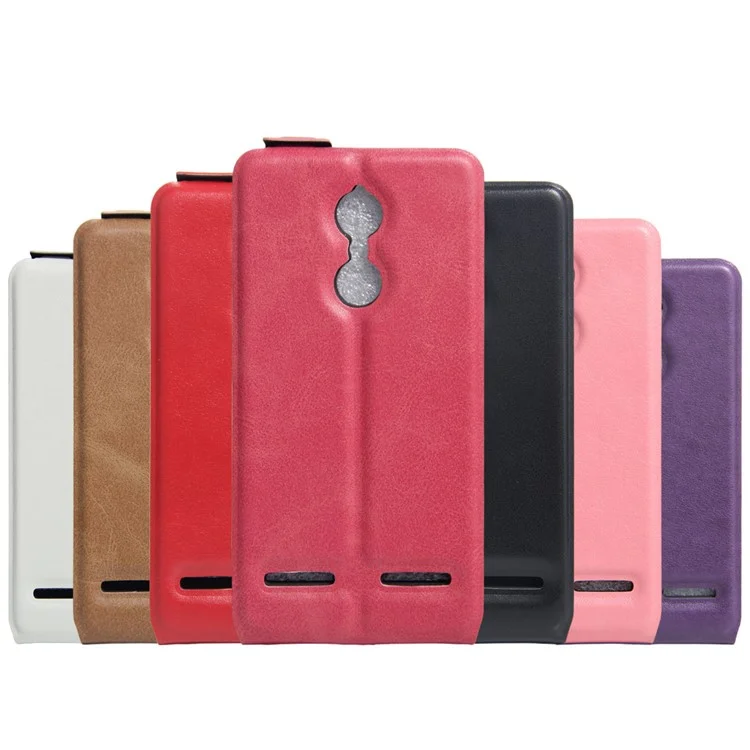 Crazy Horse Up Down Open Leather Mobile Phone Cover for Lenovo K6 - Rose