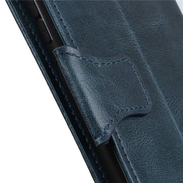 Pour Motorola Moto E32 PU Leather Crazy Horse Texture Case de Téléphone Portefeuille Portefeuille Magnétique Couvre de Protection - Bleu