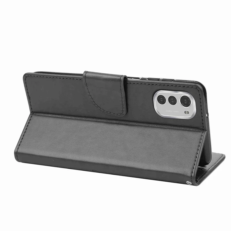 Butterfly Flower Imprinting Wallet Leather Case for Motorola Moto E32, Phone Shell Accessory with Stand - Black
