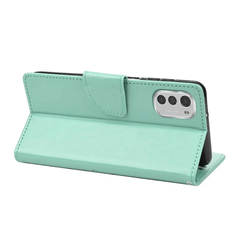 Butterfly Flower Imprinting Wallet Leather Case for Motorola Moto E32, Phone Shell Accessory with Stand - Green