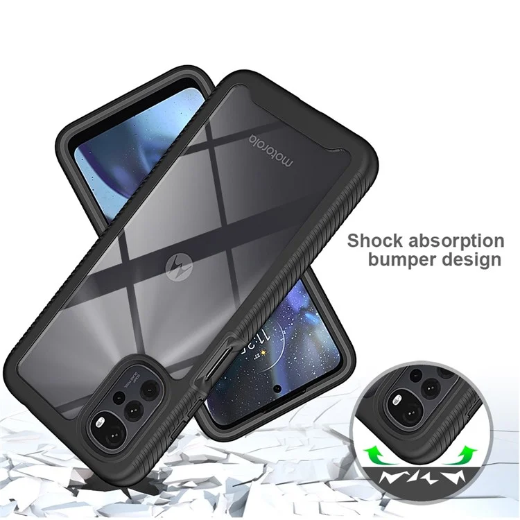 Per Motorola Moto G22 Protezione a tutto tondo Anti-graffio 3-in-1 Custodia PC + TPU Ibrida Guscio del telefono cellulare con Protezione dello schermo PET - Rosso