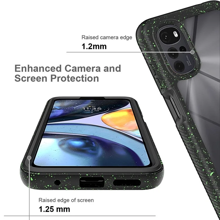 Per Motorola Moto G22 Protezione a tutto tondo Anti-graffio 3-in-1 Custodia PC + TPU Ibrida Guscio del telefono cellulare con Protezione dello schermo PET - Rosso