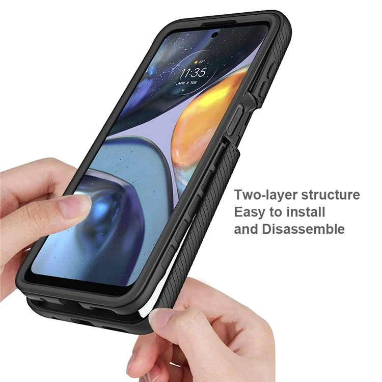 Per Motorola Moto G22 Protezione a tutto tondo Anti-graffio 3-in-1 Custodia PC + TPU Ibrida Guscio del telefono cellulare con Protezione dello schermo PET - Rosso