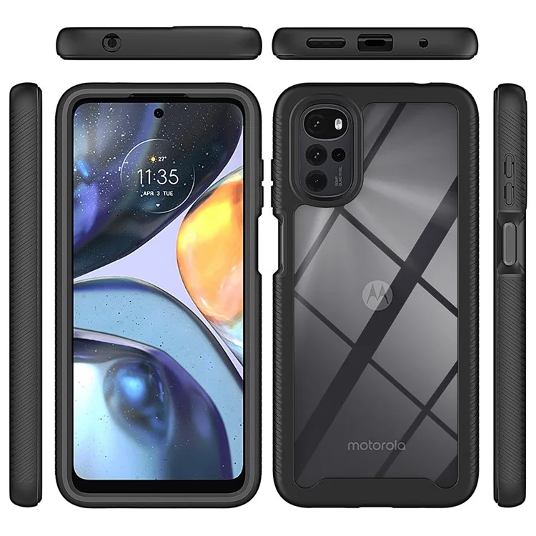 Per Motorola Moto G22 Protezione a tutto tondo Anti-graffio 3-in-1 Custodia PC + TPU Ibrida Guscio del telefono cellulare con Protezione dello schermo PET - Rosso